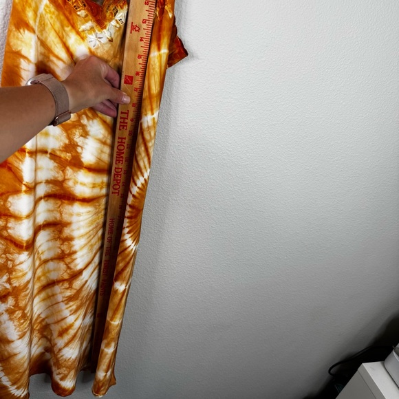 Lucky Brand Orange Tie-Dye Dress Silk Lace Slip XS Surfer Girl - Picture 11 of 12